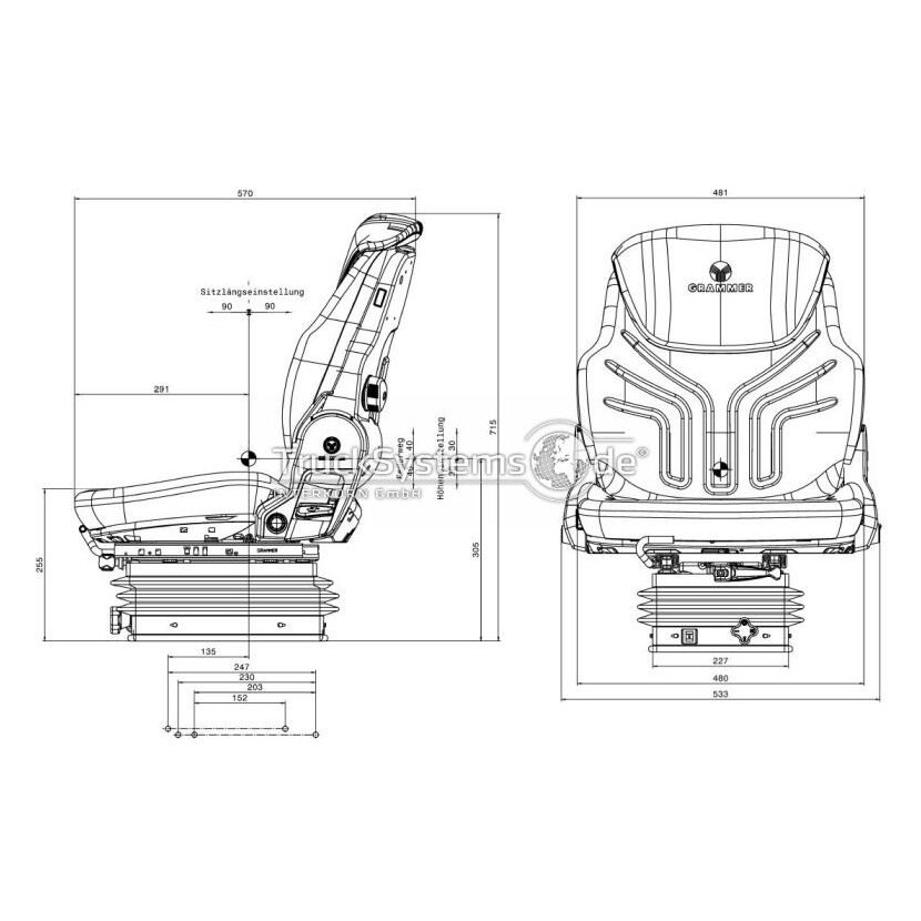 GRAMMER Schleppersitz Compacto Basic W - NEW - 1288537 - MSG 83/721