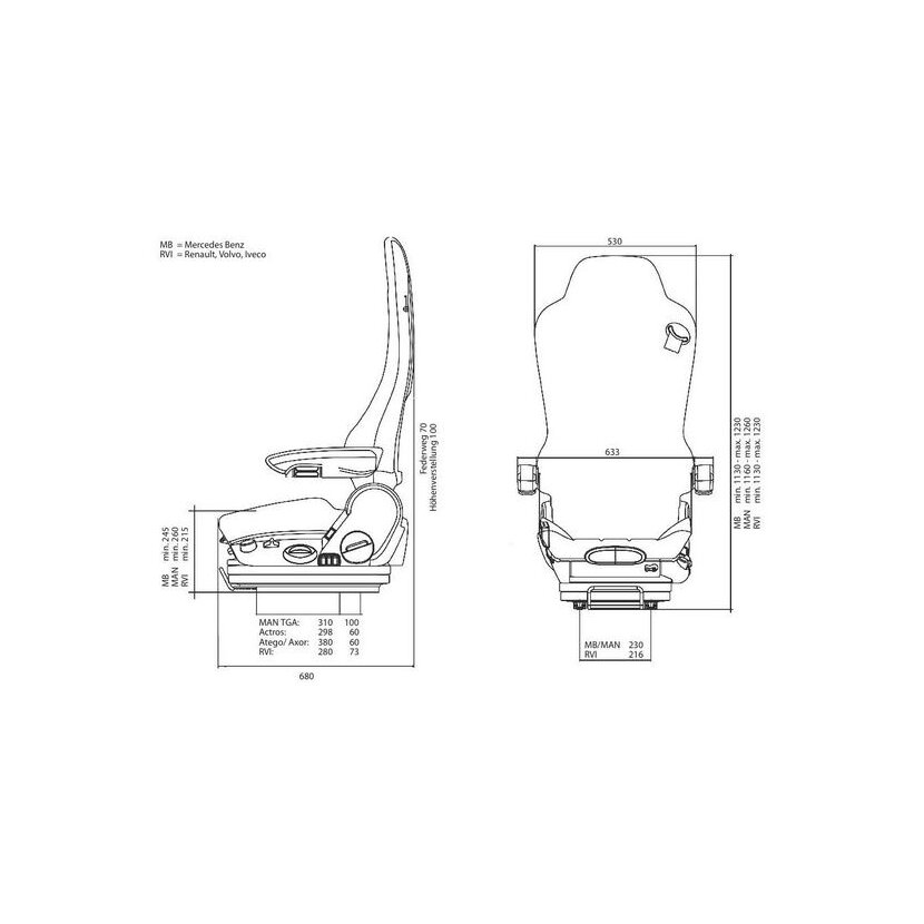 GRAMMER LKW Beifahrersitz Kingman Atego/Axor 1142116A - MSG 90.6PG