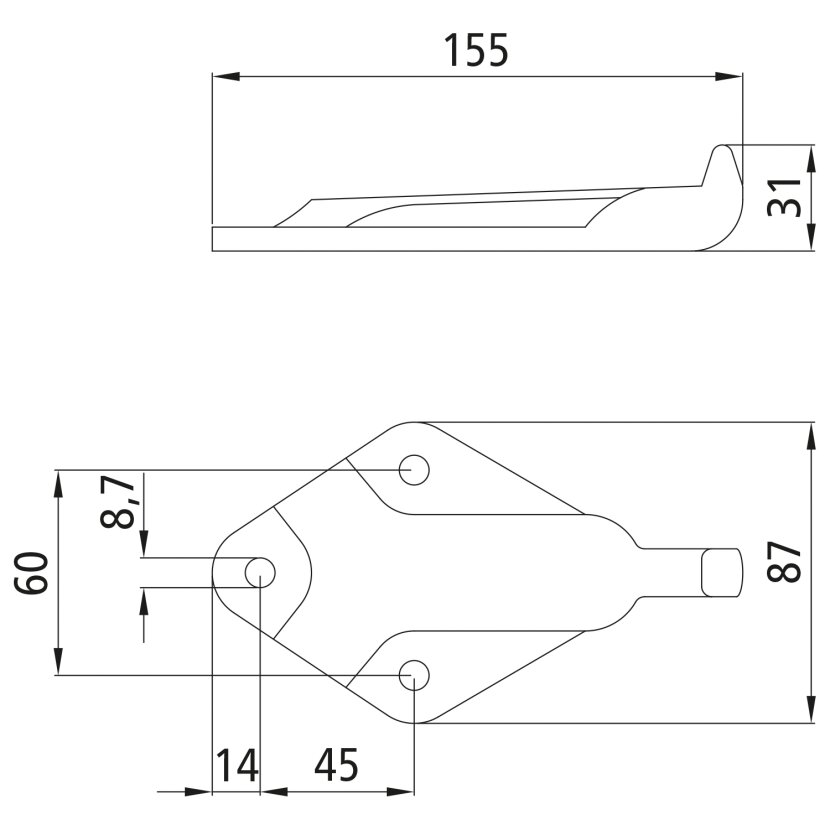 Gegenhalter 6044, verzinkt, passend für Verschluss 6043