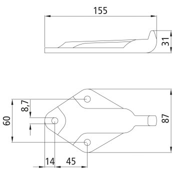 Gegenhalter 6044, verzinkt, passend für Verschluss 6043