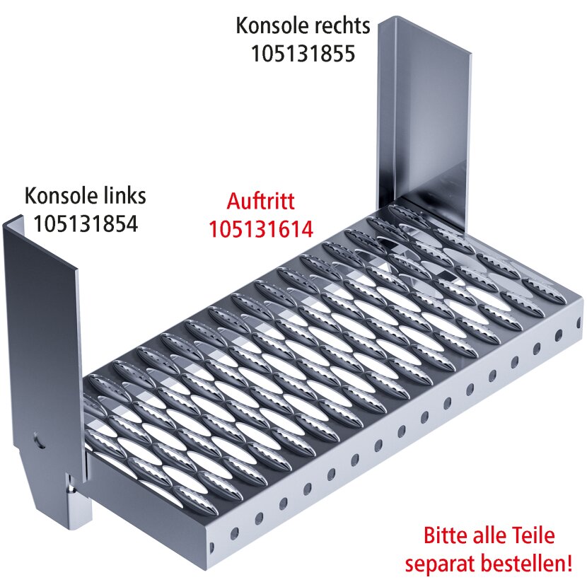 Klapptritt ohne Konsolen, Aluminium, 762 mm