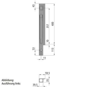K20 Eckrunge vorne, rechts, Alu eloxiert, 400mm,...