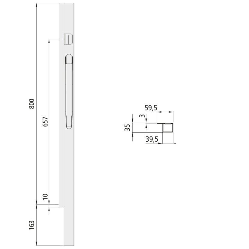 K20 Vorderrunge Stahl KTL, TIR, rechts, 800 mm BWH