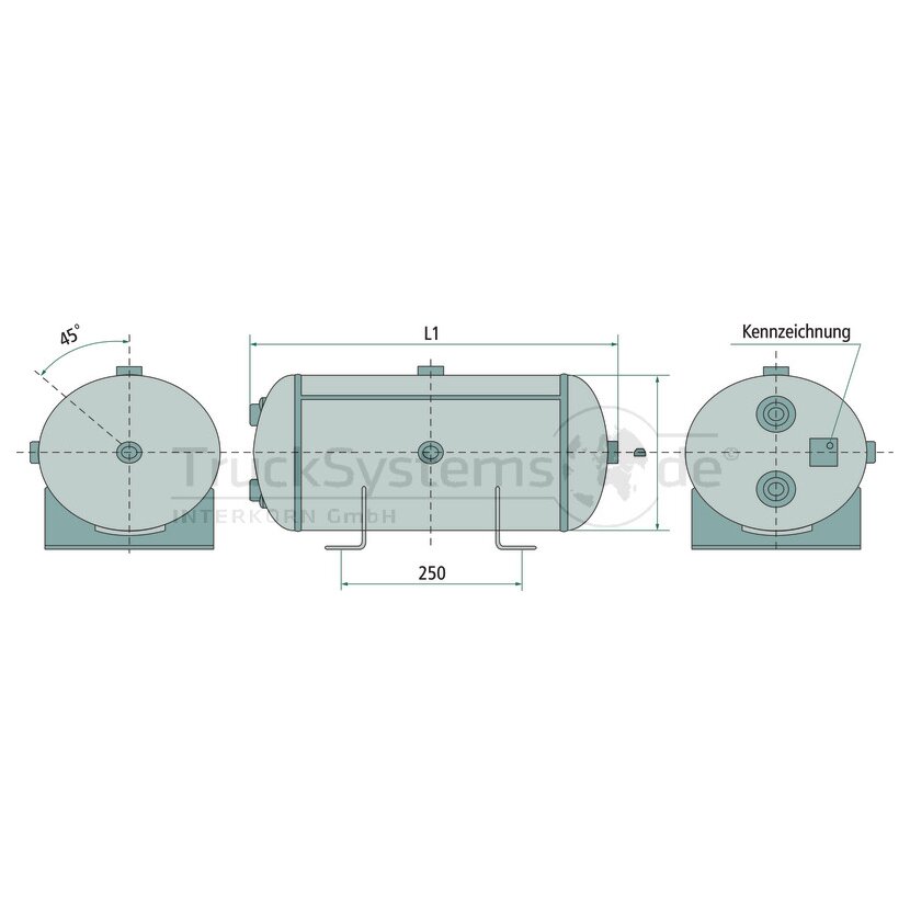 KINNEGRIP K20 Eckrunge vorne, rechts, Aluminium eloxiert, 800 mm - 208402