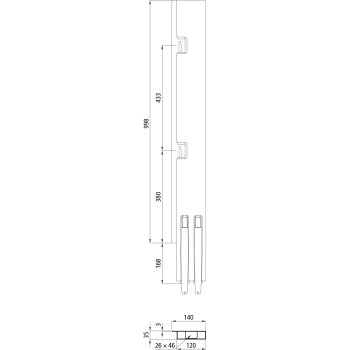 K5 Hinterrunge Stahl KTL, links,1000 mm BWH ohne Verschluss