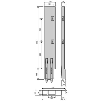 K5 Hinterrunge Stahl KTL, rechts, 1000 mm BWH ohne...