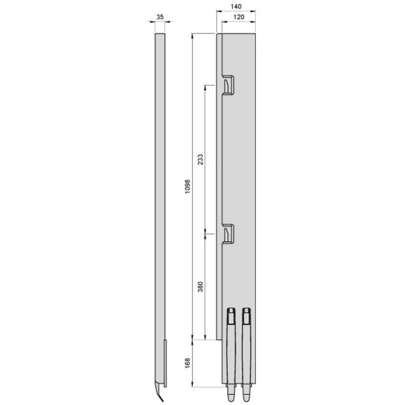 K5 Hinterrunge Stahl KTL, links, 1100 mm BWH, ohne Verschluss