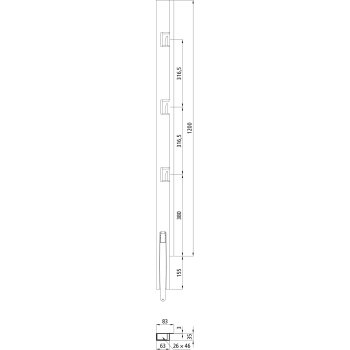 K5 Vorderrunge Stahl KTL, links, 1200 mm BWH