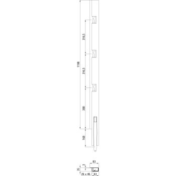 K5 Hinterrunge Stahl KTL, links,schmal, 1200 mm BWH