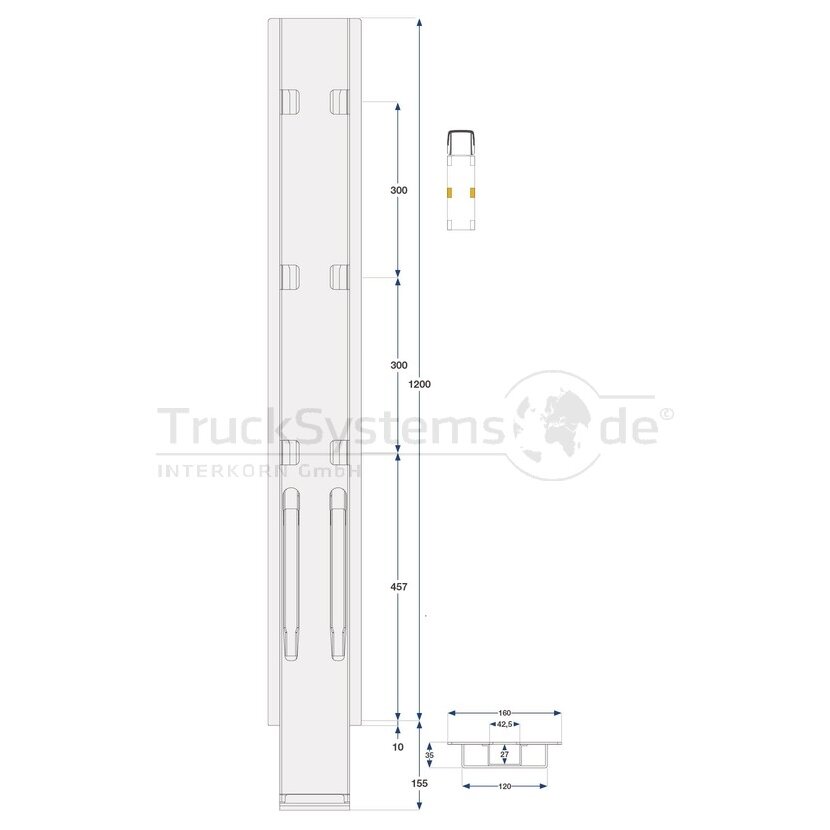 KINNEGRIP K20 Mittelrunge, Stahl, microZINQ?5, 1200 mm, ohne Aufnahme - 212203
