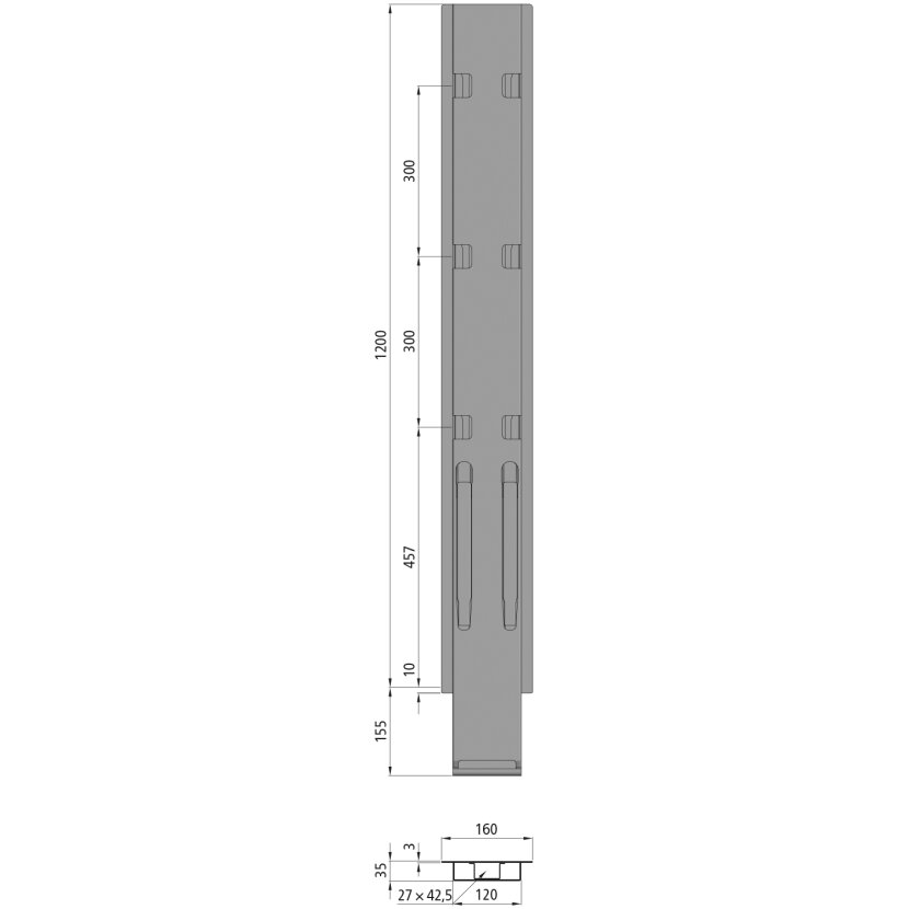 KINNEGRIP K20 Mittelrunge, Stahl, microZINQ?5, 1200 mm, ohne Aufnahme - 212203