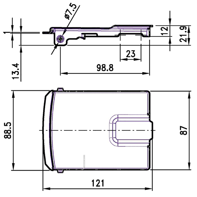 Klappe/Schlossabdeckung, rostfrei, für Aufbauverschlüsse Durchmesser 27 mm