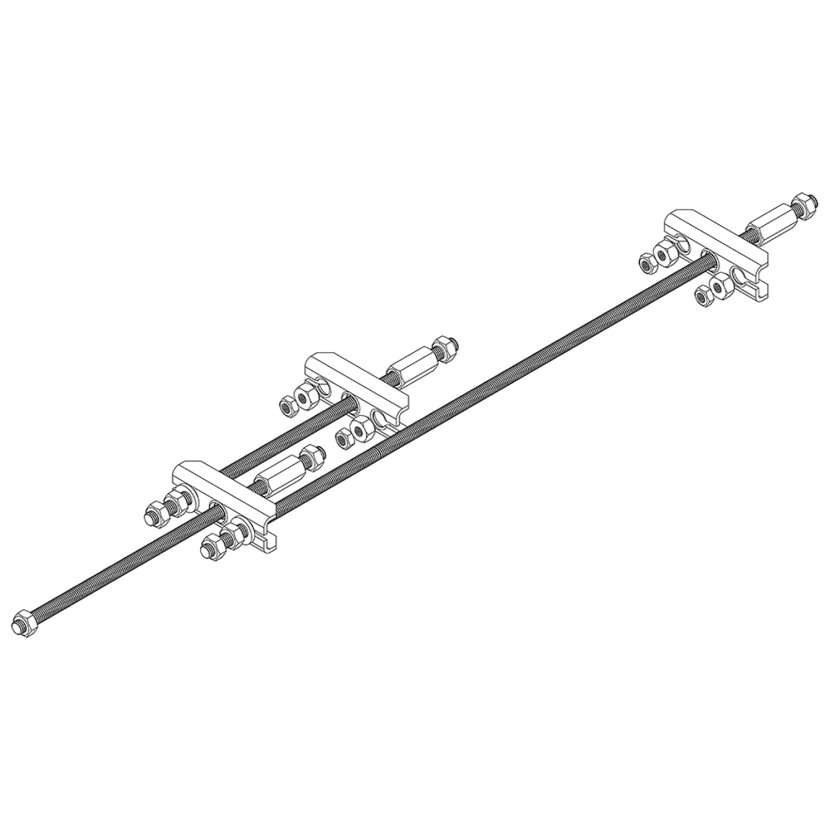 Tandem-Bremsgestänge, verzinkt, passend für Rohlänge bis 3000 mm