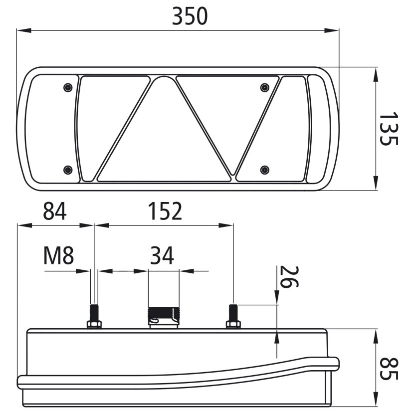 Aspöck Ecopoint II LED, 24 V, rechts, mit Dreieck, 7-polig ASS, OEM - 25-2901-707 - 252901707 - 25-2901-701 - 252901701