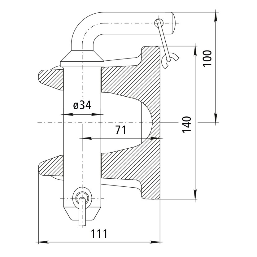 Abschleppkupplung GM104, Anhängelast 25 t, 140 x 80 mm