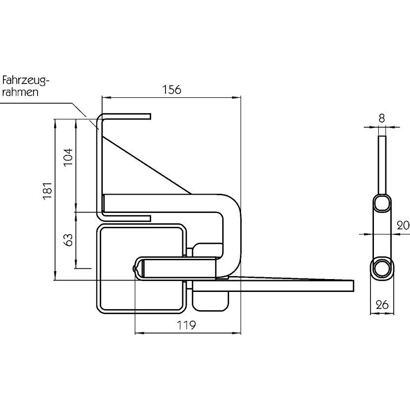 Traghaken, Rundstahldurchmesser 20 mm mit Knotenblech
