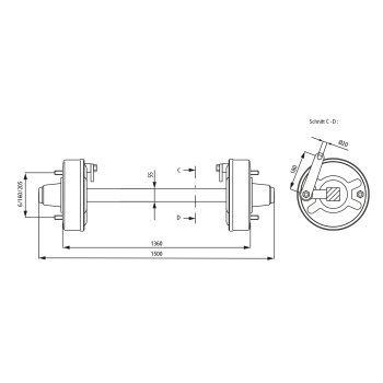 Bremsachse GA 4 (1360 Spur), 2850 kg Achslast