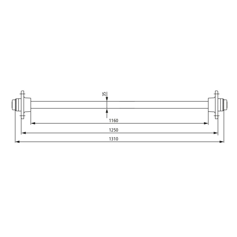 Karrenachse K700 - 4/60/100-ET 0, ohne Bremse, 700 kg Achslast