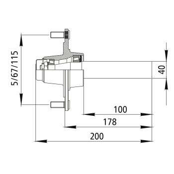 Nabe mit Achsstummel GS 1,5, ohne Bremse
