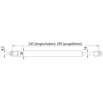 Gasfeder 4-8-150-1/1250N-245/395 A/A,Federkraft 1250N,Hub...