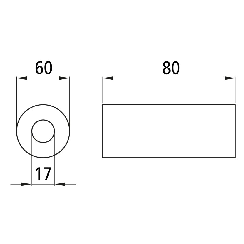 Gummirolle, Länge 80 mm, Durchmesser 60 mm, Bohrung 17 mm