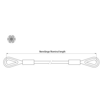 Kipperseil Durchmesser 10 mm, verzinkt, mit Kauschen, 700 mm