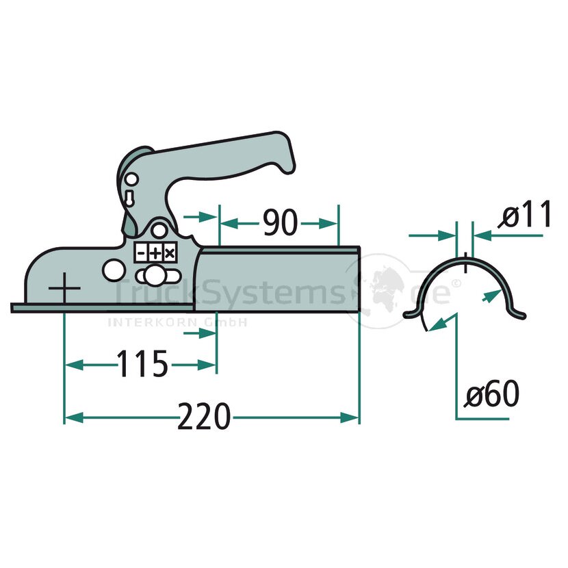 AL-KO Kupplung WW 8-B, Deichseldurchmesser 60 mm, Kugeldurchmesser 50 mm, rund - 1860732