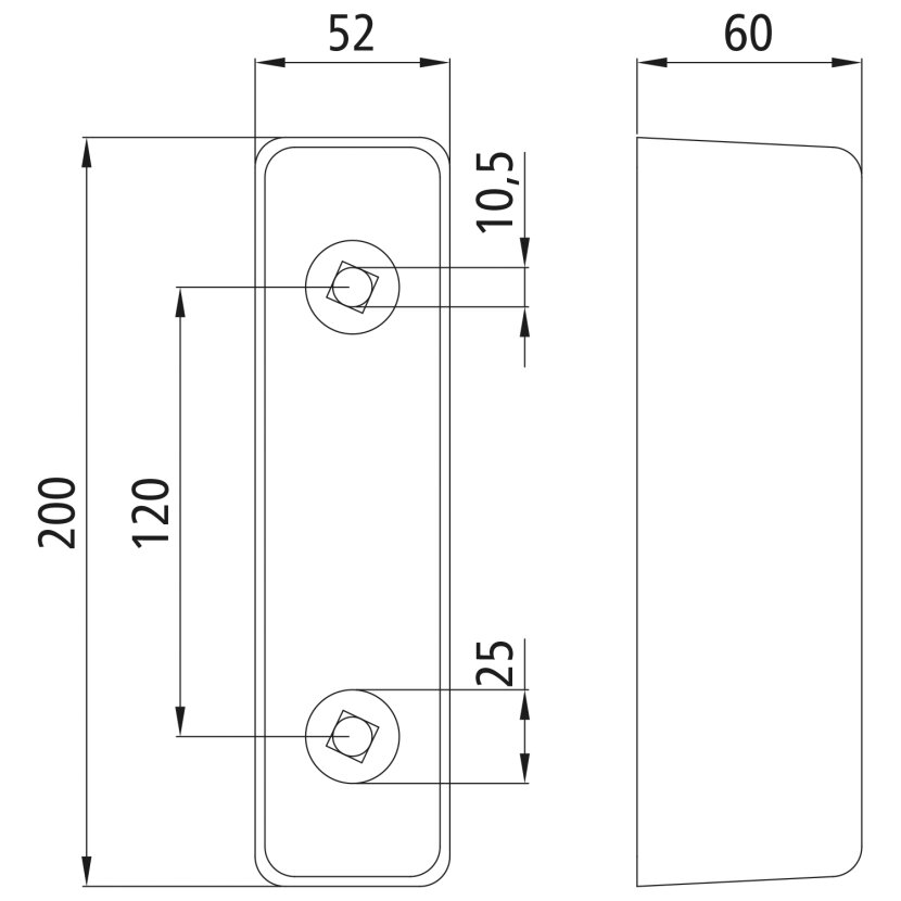 Rammpuffer-Gummi 200 x 52 x 60 mm