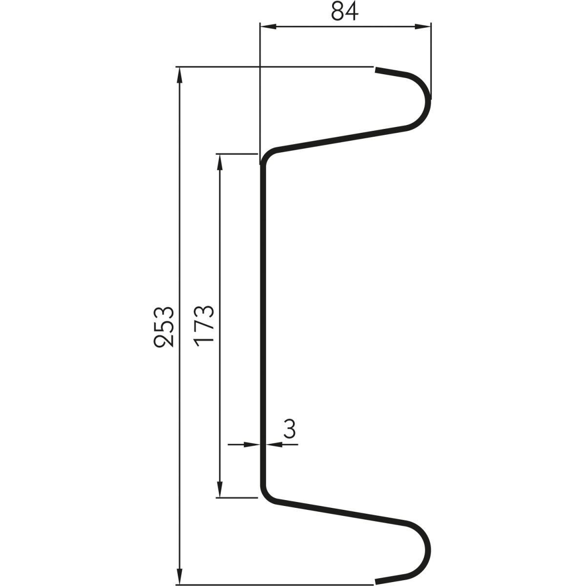 Stahl Unterfahrschutz, Typ 2430, 2400 mm, verzinkt