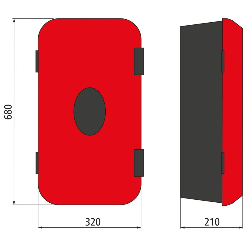 Feuerlöscherkasten 6/9 kg, Polyethylen, mit Logo