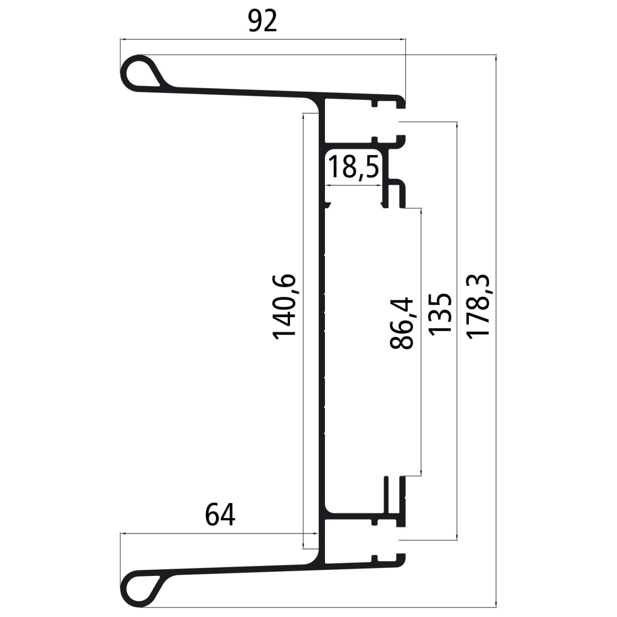 Aluminium-Beleuchtungsträger, unbearbeitet, pressblank
