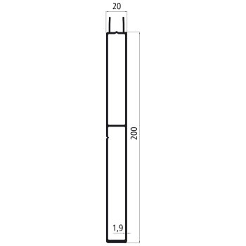 Alu 20er Steck, 200er Unterteil, pressblank, 7500mm