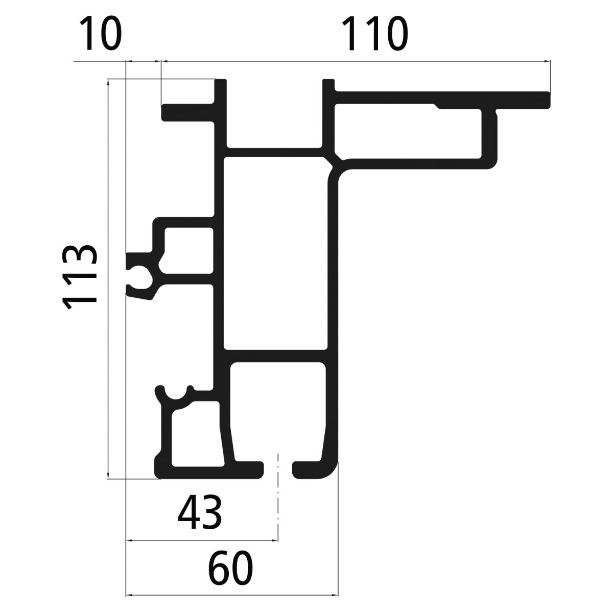 Curtain-Sider-Profil Standard 113, Länge 7500 mm, BH 113 mm