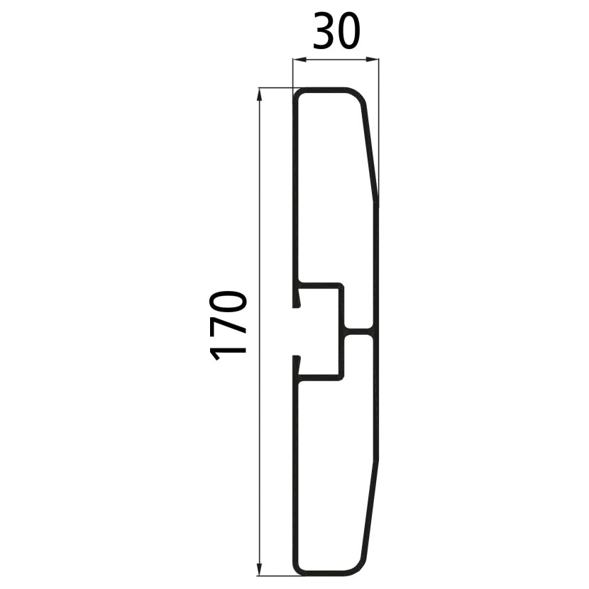 Alu-Längsprofil passend für seitlichen Anfahrschutz PWP, eloxiert 170x30x4000 [mm]