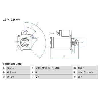 BOSCH Starter 0 986 018 360 - 0986018360 passend für...