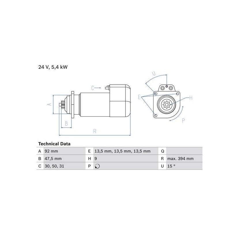 BOSCH Starter 0 986 019 000 - 0986019000 passend für 51 25201 9181
