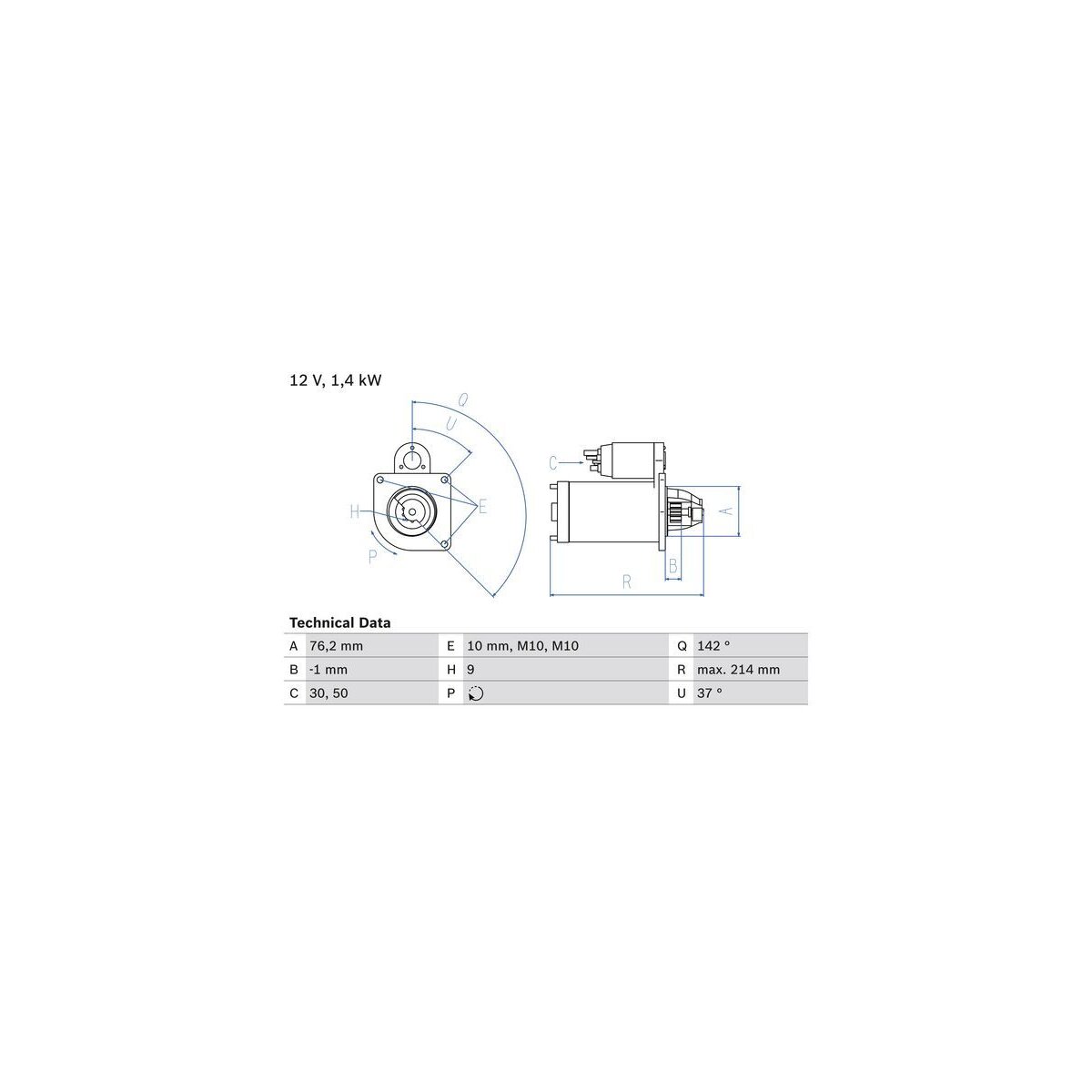 BOSCH Starter 0 986 020 860 - 0986020860 für 1374049, 129,99 €