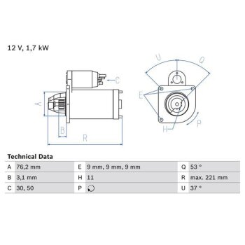 BOSCH Starter 0 986 025 190 - 0986025190 passend für...