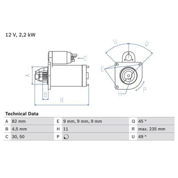 BOSCH Starter 0 986 025 550 - 0986025550 passend für...