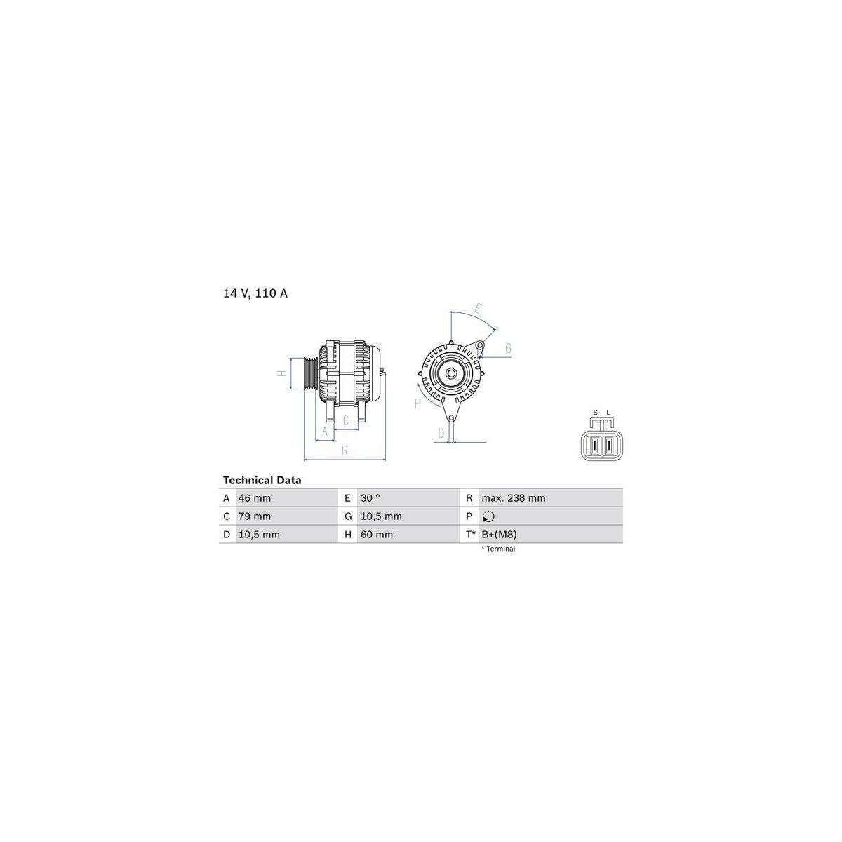 BOSCH Generator 0 986 049 500 - 0986049500 passend für 37300 4X500