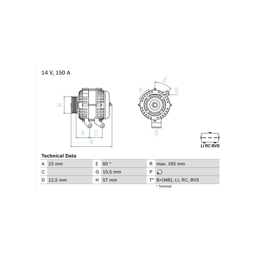 BOSCH Generator 0 986 082 400 - 0986082400 passend für YLE 5002 00