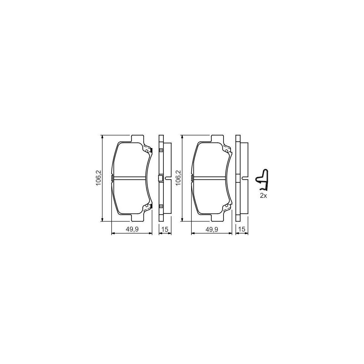 BOSCH Bremsbelagsatz, Scheibenbremse 0 986 424 626 - 0986424626 passend für 55810 75F00 000