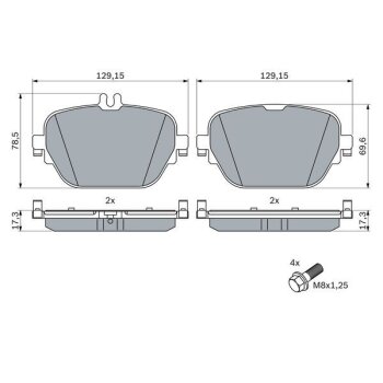 BOSCH Bremsbelagsatz, Scheibenbremse 0 986 424 858 -...