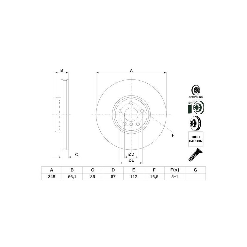 BOSCH Bremsscheibe 0 986 479 F58 - 0986479F58 passend für 34 10 6 880 075