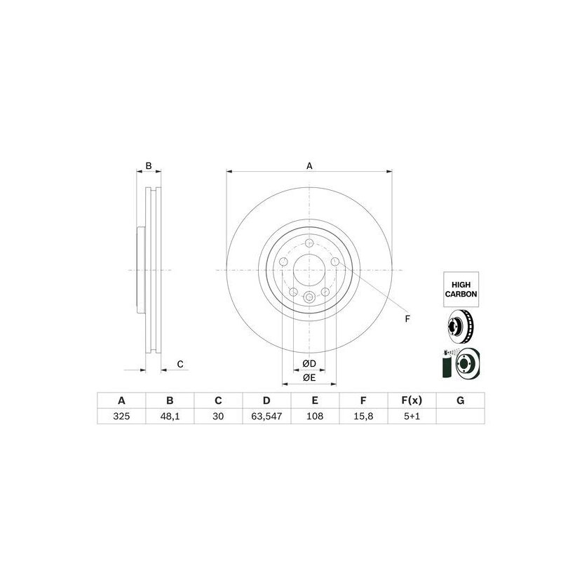 BOSCH Bremsscheibe 0 986 479 G32 - 0986479G32 passend für LR090684