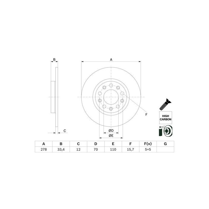 BOSCH Bremsscheibe 0 986 479 H24 - 0986479H24 passend für 04779 885AB