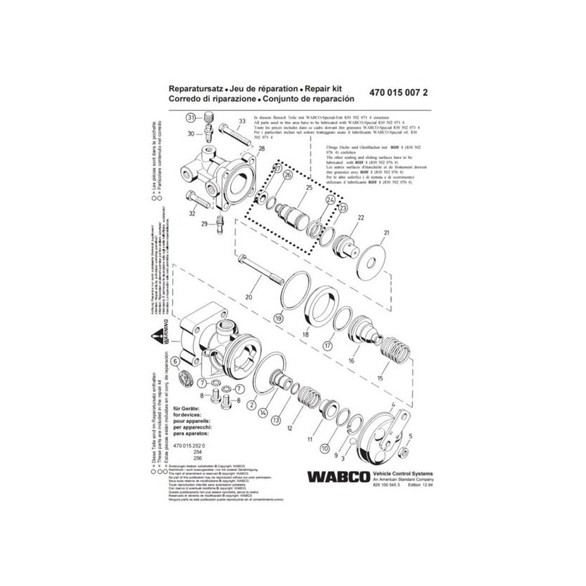 Wabco Reparatursatz 4700150072 - 470 015 007 2