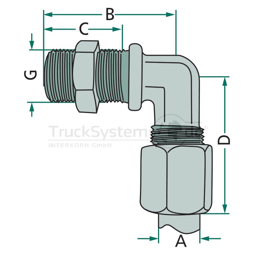 Wabco Winkel-Einschraubverschraubung 8938307500 - 893 830 750 0