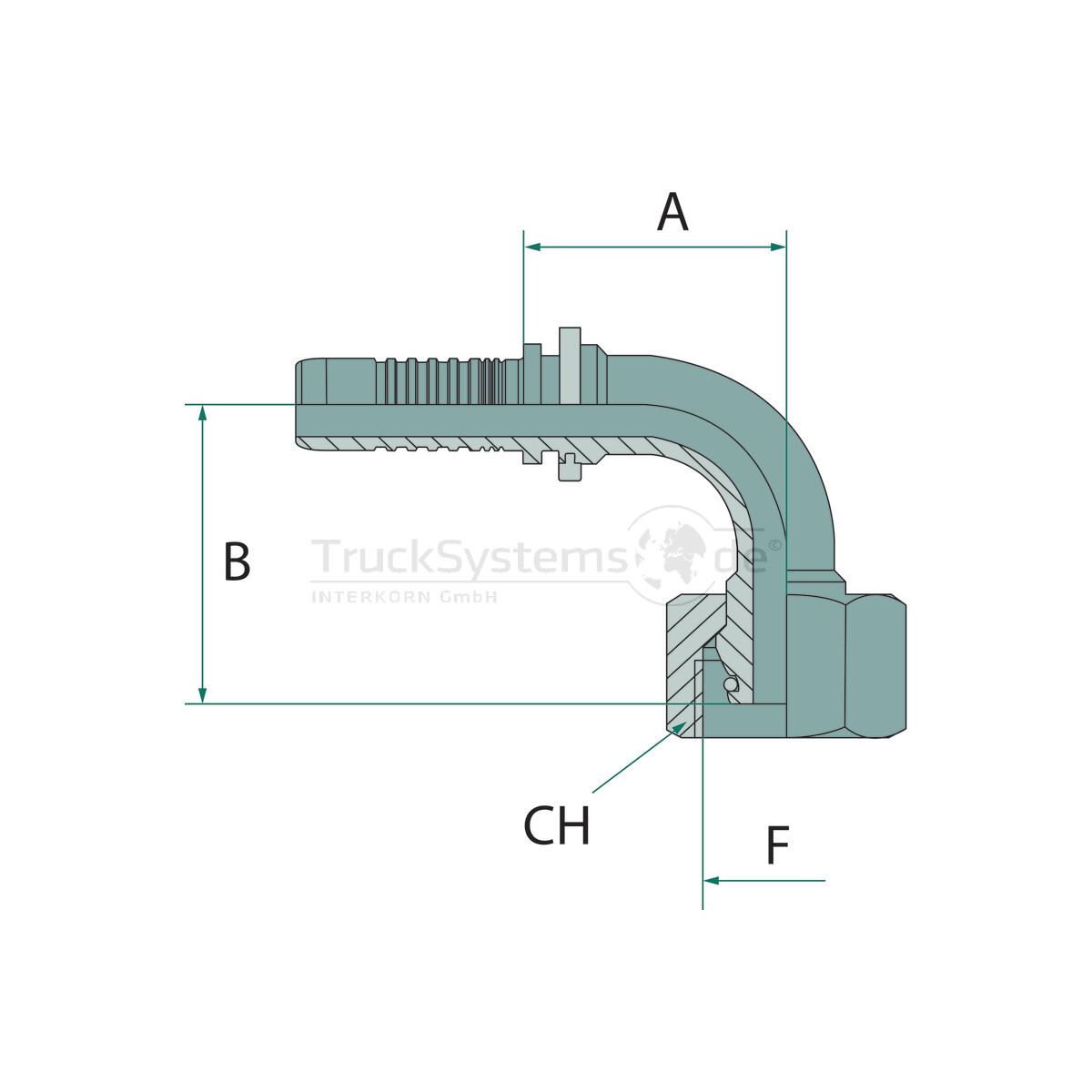PN 20 DKOL M30x2.0 90° (22L) Zink Nickel