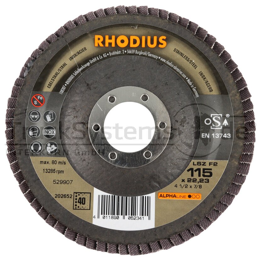 RHODIUS Lamellenschleifscheibe Edelstahl schräg - 202652